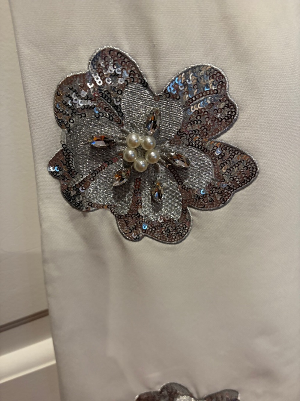 Nasty Gal White Pantsuit with Silver Floral Sequin Appliqués - Picture 5 of 5